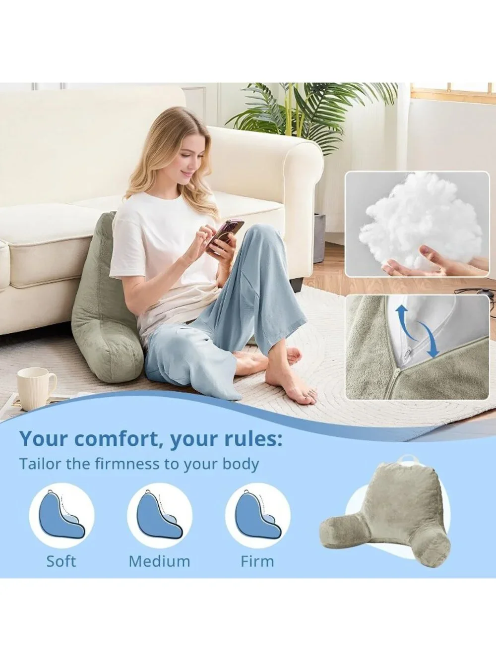 〽️Reading Pillow for Bed Back Pillow Sitting Up 18